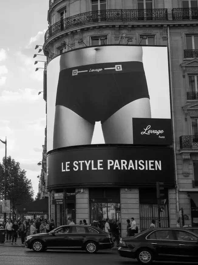 Parisian billboard showing Levage briefs